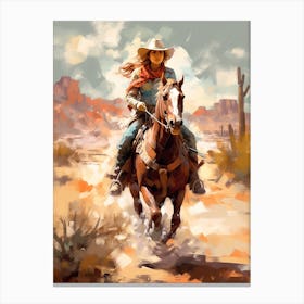 Cowgirl Impressionism Style 8 Canvas Print