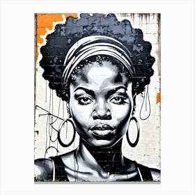 Vintage Graffiti Mural Of Beautiful Black Woman 109 Canvas Print