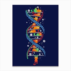 Cats DNA - DNA | Cat Lover | Funny Cute Cats | Kitten l Science | Colorful Paws | Pets Canvas Print