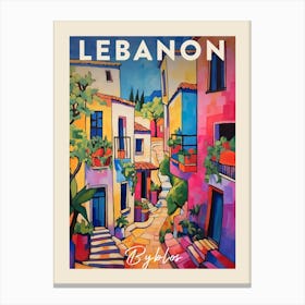 Byblos Lebanon 3 Fauvist Painting  Travel Poster Canvas Print