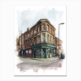 Barking London Borough   Street Watercolour 2 Canvas Print