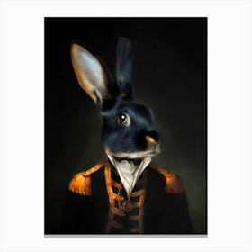 Black Curtis Rex Rabbit Pet Portraits Canvas Print