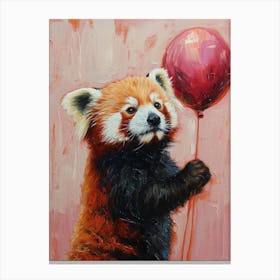 Cute Red Panda 2 With Balloon Canvas Print