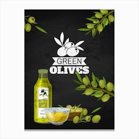 Green Olives - olives poster, kitchen wall art Canvas Print