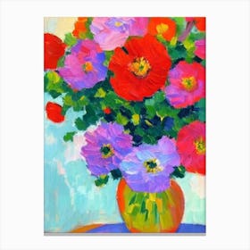 Anemone Floral Abstract Block Colour Flower Canvas Print