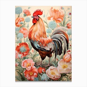 Rooster 3 Detailed Bird Painting Canvas Print