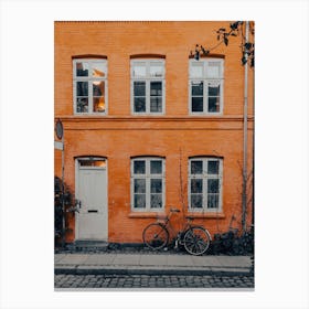 Orange House And A Bike Canvas Print