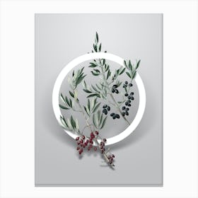 Vintage Wild Olive Minimalist Flower Geometric Circle on Soft Gray n.0025 Canvas Print