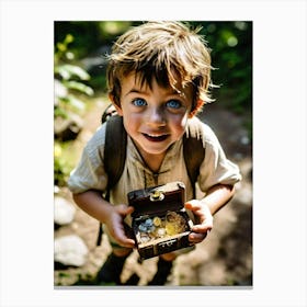 Little Boy With Treasure Chest Canvas Print
