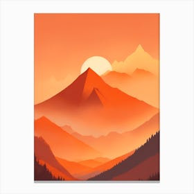 Misty Mountains Vertical Composition In Orange Tone 97 Canvas Print