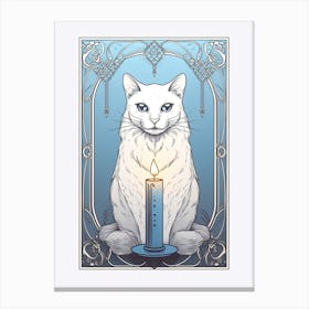 White Cat Tarot Card 3 Canvas Print