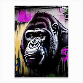 Gorilla In Front Of Graffiti Wall Gorillas Graffiti Style 1 Canvas Print