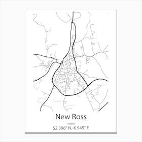 New Ross,Ireland Minimalist Map Canvas Print