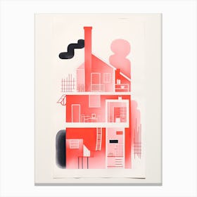 A House In Copenhagen, Abstract Risograph Style 1 Canvas Print