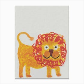 Lion, Colorful Vintage Art Canvas Print