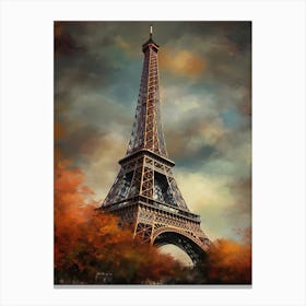 Eiffel Tower Paris France Oil Painting Style 16 Canvas Print