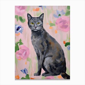 A Chartreux Cat Painting, Impressionist Painting 2 Canvas Print