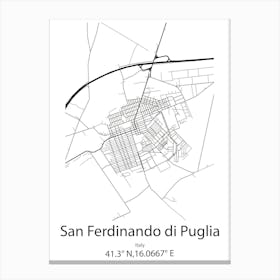 San Ferdinando Di Puglia,Italy Minimalist Map Canvas Print