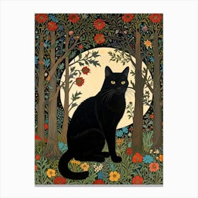 William Morris Black Cat In The Forest 19 Canvas Print