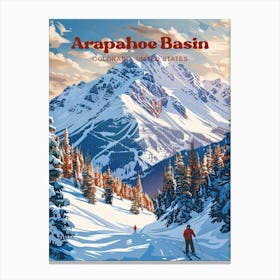 Arapahoe Basin Rocky Mountains Art Illustration Canvas Print