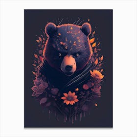 Bear with flowers Canvas Print