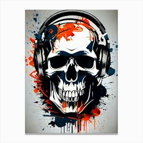 Skull With Headphones 130 Canvas Print
