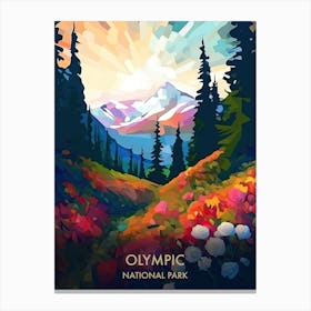 Olympic National Park Travel Poster Illustration Style 5 Canvas Print
