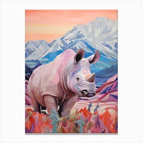 Icy Patchwork Rhino Canvas Print