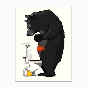 Black Bear Plunging Toilet Canvas Print