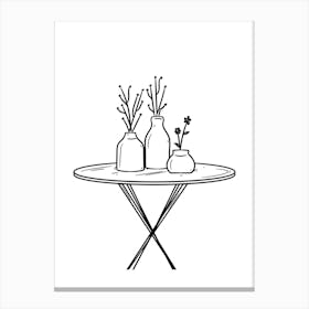 Vases On A Table Canvas Print