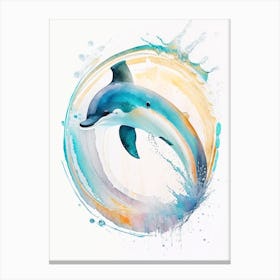 Spinner Dolphin Storybook Watercolour  (2) Canvas Print