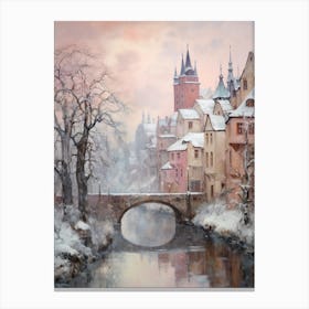 Dreamy Winter Painting Cesky Krumloy Czech Republic 2 Canvas Print