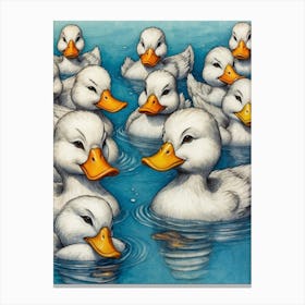 Ducks In The Water Canvas Print