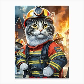 Firefighter Cat 2 Canvas Print