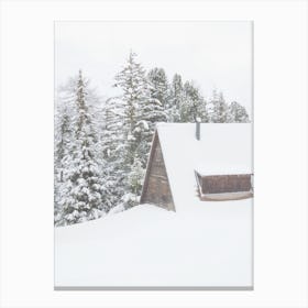 Log Cabin In Winter Canvas Print