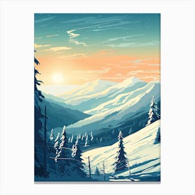 Stowe Mountain Resort   Vermont, Usa, Ski Resort Illustration 0 Simple Style Canvas Print