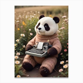 Panda Bear With Typewriter Canvas Print