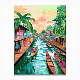 Bangkok Floating Market Travel Housewarming Painting Canvas Print