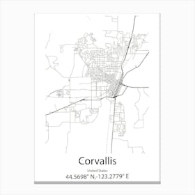 Corvallis,United States Minimalist Map 1 Canvas Print