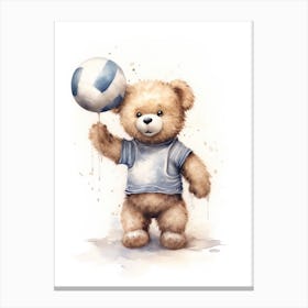 Volleyball Teddy Bear Painting Watercolour 3 Canvas Print