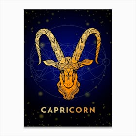 Capricorn — Zodiac golden sign Canvas Print