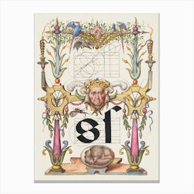 Guide For Constructing The Letter S From Mira Calligraphiae Monumenta, Joris Hoefnagel 1 Canvas Print