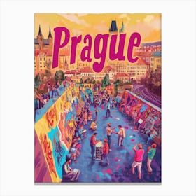 Aihrgdesign A 1970s Inspired Travel Poster For Prague Canvas Print