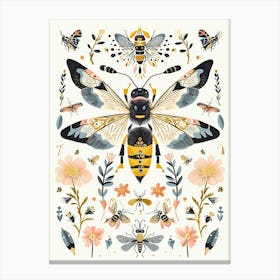 Colourful Insect Illustration Hornet 12 Canvas Print