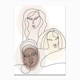 Women Together Line Art Canvas Print