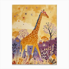 Cute Giraffe In The Leaves Watercolour Style Illustration 1 Canvas Print