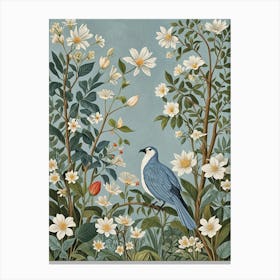 Blue Bird In The Garden 1 Canvas Print