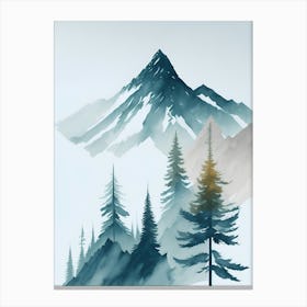Mountain And Forest In Minimalist Watercolor Vertical Composition 7 Canvas Print