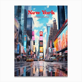 New York United States Times Square Travel Art Illustration Canvas Print