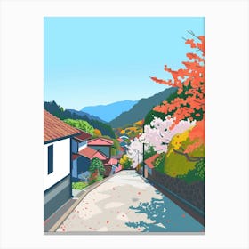 Tanabe Kumano Kodo Japan Colourful Illustration Canvas Print